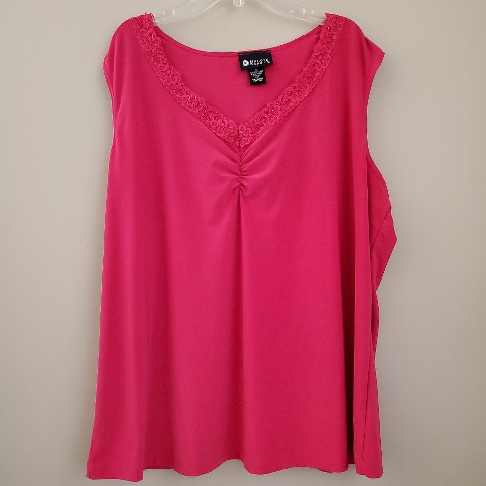 Maggie Barnes Pink V-Neck Tank Top - Size 1X